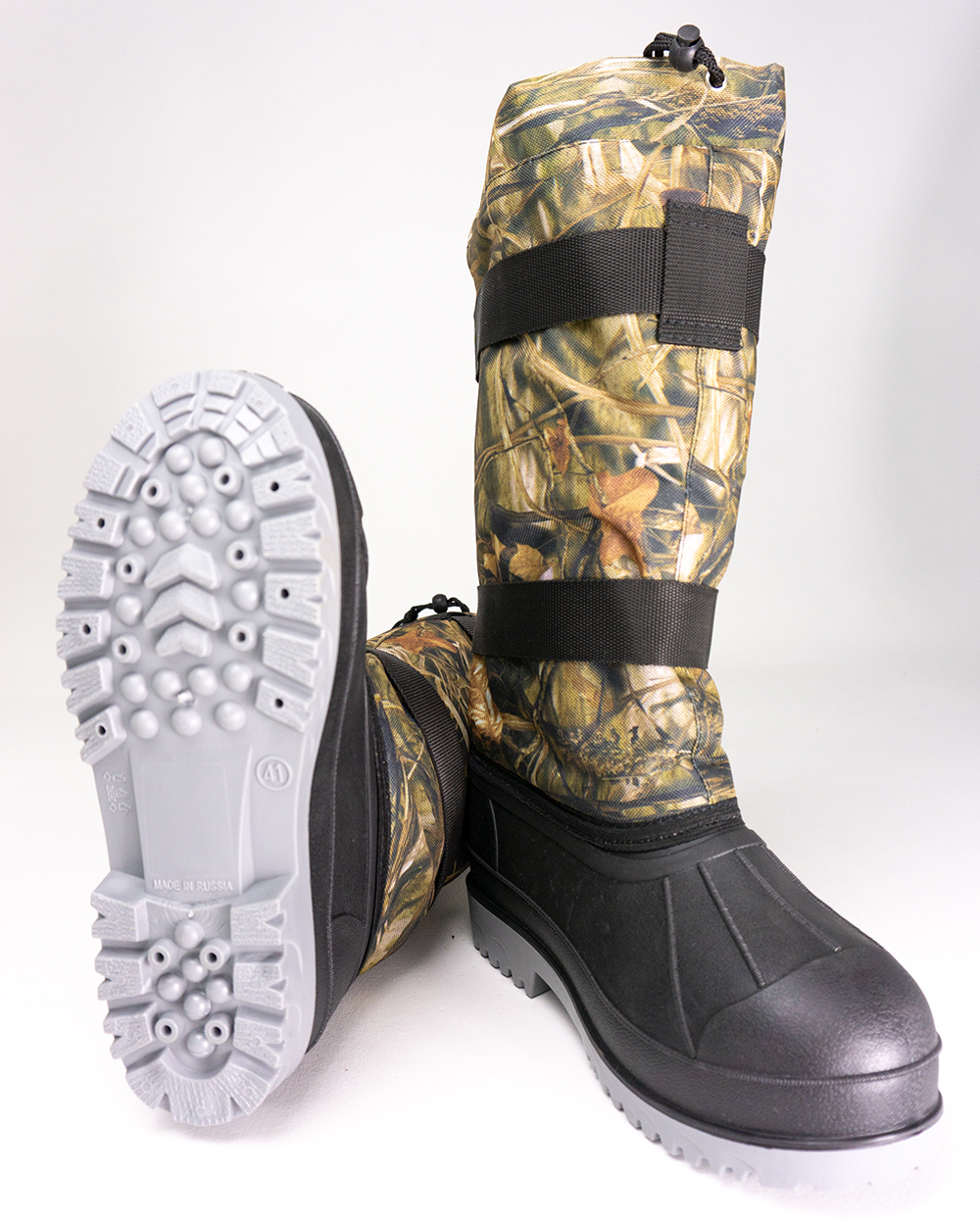 Сапог с комбинированным верхом Тайга вид спереди и подошва